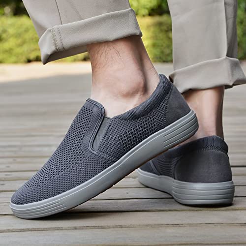 Image of konhill Mens Slip On Loafers Sneakers - Casual Knit Walking Shoes for Men, Lightweight Breathable Memory Foam Boat Shoes, Comfortable Slip-On Driving Loafers for Work Travel Beach