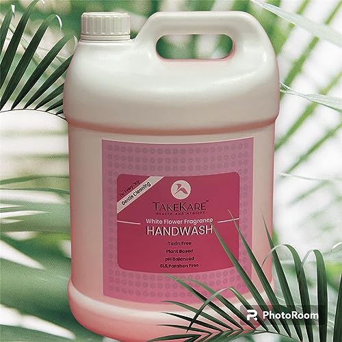 Image of TakeKare's Handwash Liquid Refill Can, Top Selling White Flower Fragrance - 5 Litre : Non Drying, Plant Based, Safe to Skin, Amazing Fragrance