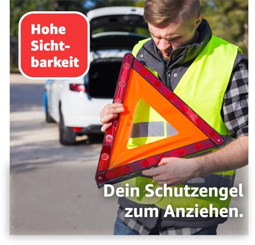POWR CAR 4x Warnwesten Auto 2026: Sicherheitsweste ISO20471 gelb - PKW & LKW - Reflektierende Pannen- und Unfallwesten - Autozubehör