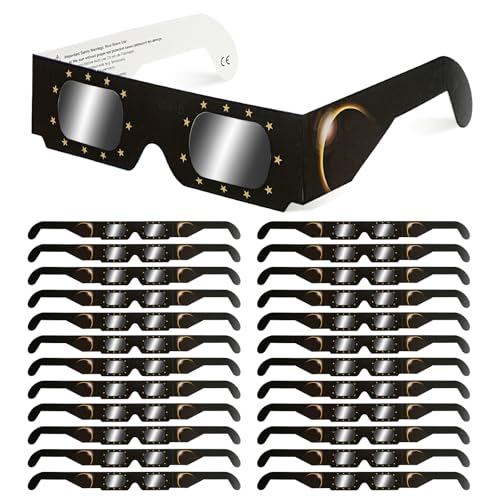QIWEI gafas eclipse solar homologadas QW-SOZ3 [Pack de 4], Certificadas EN ISO 12312-2, Visores Solares Seguros para Observación Directa del Sol, Filtros de Alta Definición