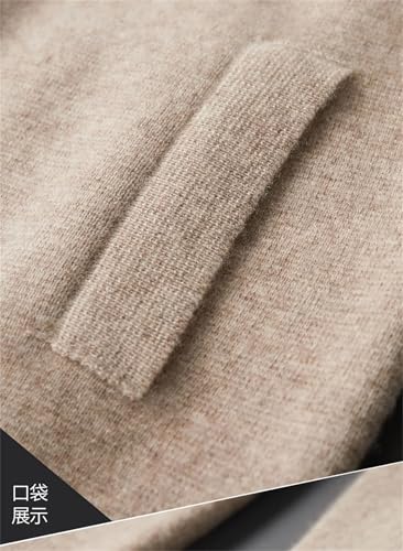 Men's Winter Lapel Cashmere Cardigan Casual Loose Rib Knit Cardigan Sweater with Pockets3