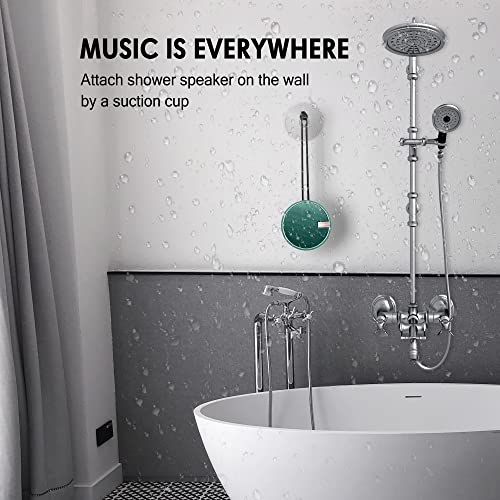 Image of INSMY C12 IPX7 Waterproof Shower Bluetooth Speaker, Portable Small Speaker, Speakers Bluetooth Wireless Loud Clear Sound, Support TF Card Suction Cup for Kayak Canoe Beach Gift (Teal)