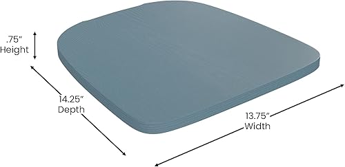 Miniatura 5 de Flash Furniture Perry - Juego de 4 asientos de madera de poliresina, poliestireno azul verdoso, bordes redondeados para mayor comodidad, para sillas