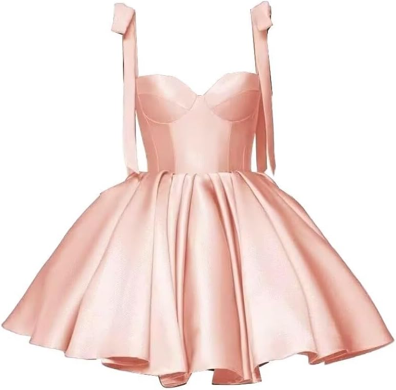 Women’s Sleeveless Satin Mini Homecoming Dresses A Line Cocktail Party Dresses V Neck Club Gowns