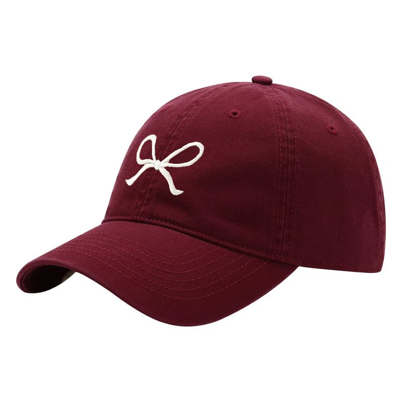 Image of Trendy Bow-Tie Baseball Cap for Women | Trucker Hats Y2k Adjustable Fashion Sun Hat with Visor for Hiking & Travel