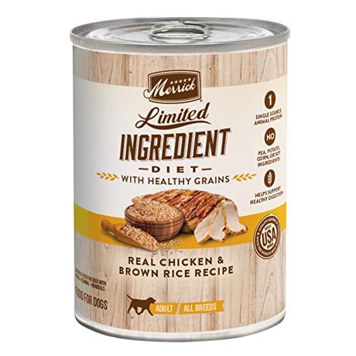 Merrick Limited Ingredient Diet Healthy Grains Canned Wet Dog Food Chicken & Brown Rice Recipe for Adult Dogs, 12.7 oz Can