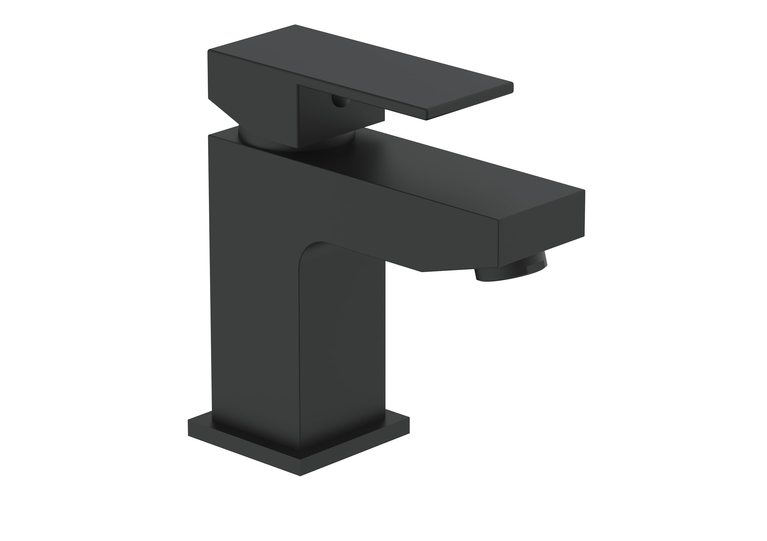 VeeBath Mist Mono Basin Mixer Tap with Waste – Modern Matt Black Finish, Single Lever Control, G1/2" BSP Inlet, Deck Mounted Square Bathroom Taps, Sink Mixer Tap for Bathroom