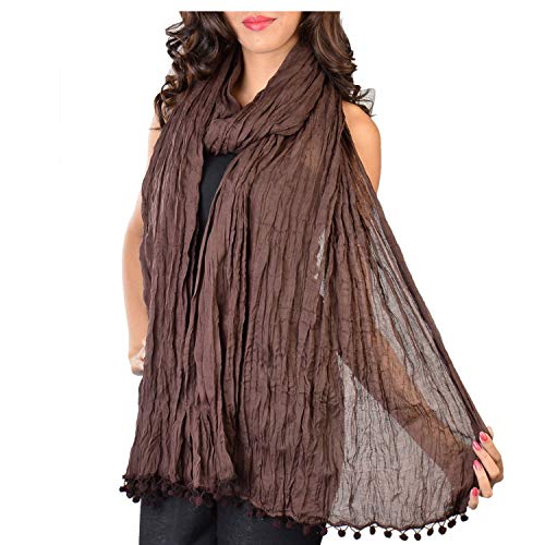 Cotton Solid Colors Women Dupatta scarves Shawl (Dark Brown)