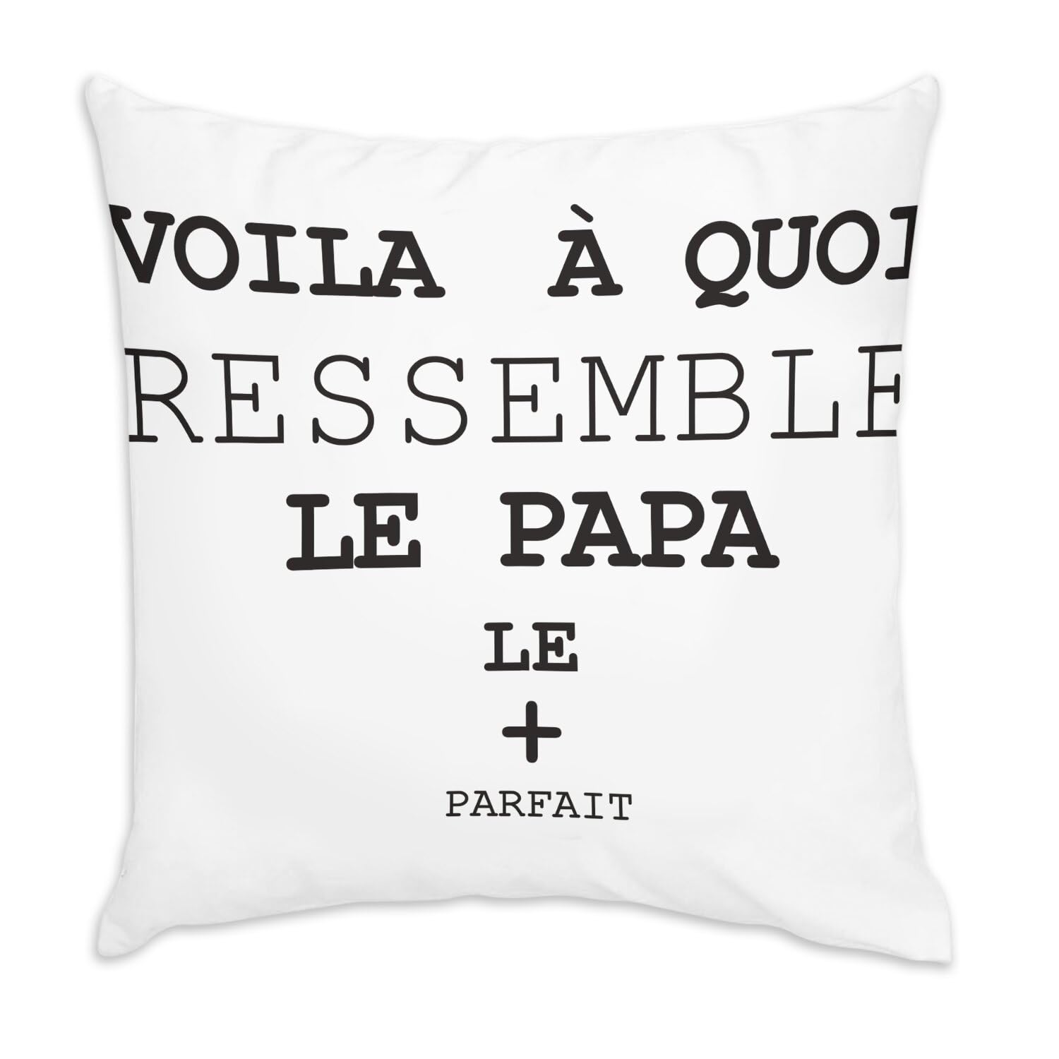 Coussin en velours blanc imprimé Papa Parfait, l'accessoire déco rempli d'amour familial