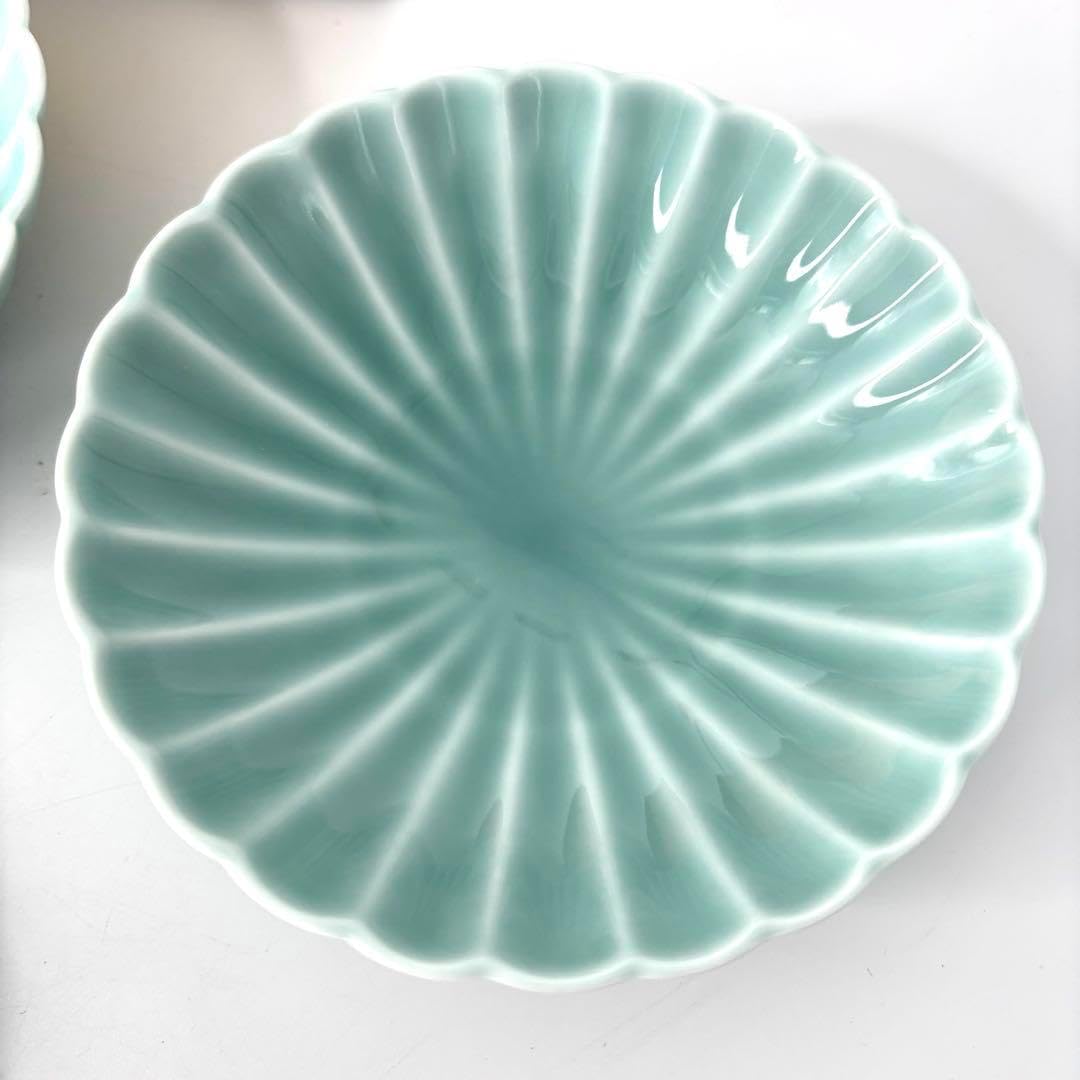 深川製磁】 青磁 菊割小付揃(小鉢揃)/有田焼 青磁 菊割