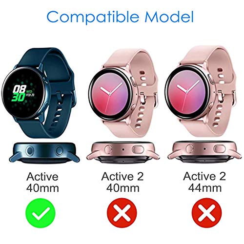 Image of 3 Pack - Fintie Case Compatible with Samsung Galaxy Watch Active 40mm (Not Fit for Active 2), Premium Soft TPU Screen Protector All-Around Protective Bumper Shell Cover, Black, Clear, Silver