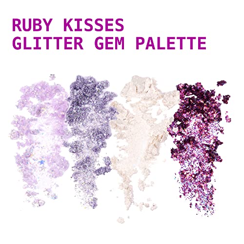 Ruby Kisses Glitter Gem Palette, 4 Shades Highly Pigmented, Buttery Texture, Long-Lasting Eye Makeup (Cassiopeia) #TOP4