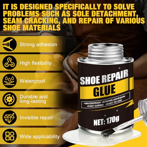 kuailaya Glue for Shoes, Shoe Repair Glue 5.99 oz Clear Shoe Cement High-Strength Adhesive Flexibility Waterproof Quick Drying Durable for Sneakers Boots and Rubber Soles