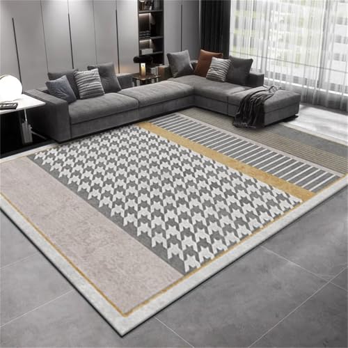 Tapis de canapé gris et jaune géométrique 60x120 cm chic - 2