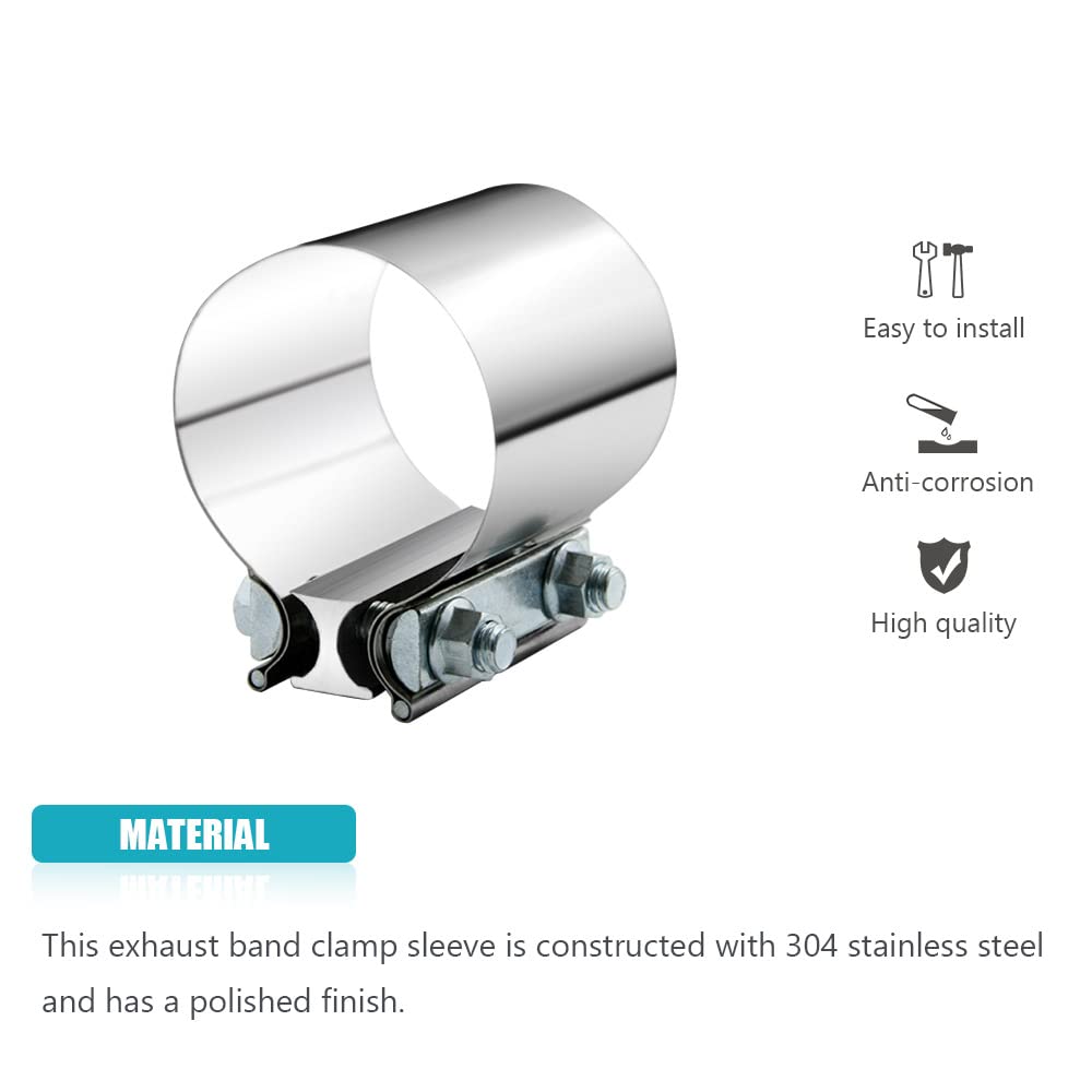 2.5" Exhaust Butt Joint Band Clamp – 304 Stainless Steel, Quality Muffler Seal