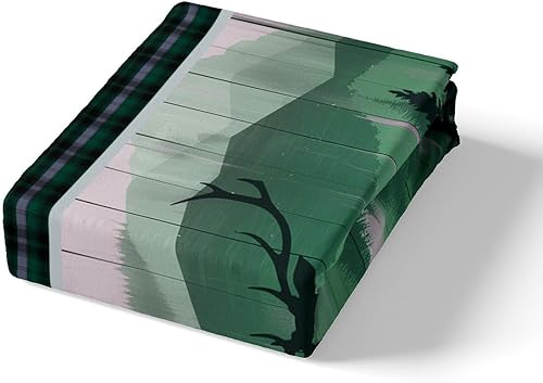 Miniatura 5 de Manfei Wild Deer - Sábana bajera ajustable tamaño matrimonial, juego de ropa de cama con temática de animales, 3 piezas para niños y adultos, funda