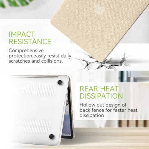 Image of ZORBES Compatible with MacBook Air 13, 13.6-inch Display, Textured Beige Cutout PC Laptop Case, Protective Anti-Scratch Snap-on Laptop Shell Cover for A3240 A2681 A3113