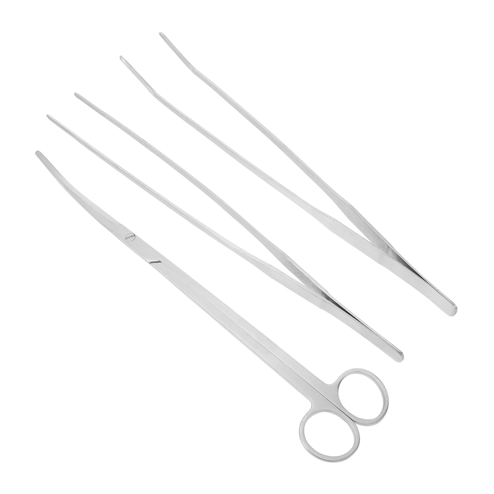 Abaodam 4 Ensembles Kit Outils de Nettoyage pour Aquarium de Outils Inoxydable pour Aquascaping Ciseaux Courbés Pince Droite Pince Courbée Plantes Aquatiques