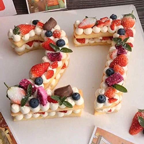 Silicone Number Cake Mold, Large Number Cake Baking Pan Mold for Birthday and Wedding Anniversary, Silicone 3D Cake Mold, 10.2 x 8.7 x 2.4 Inch (7)