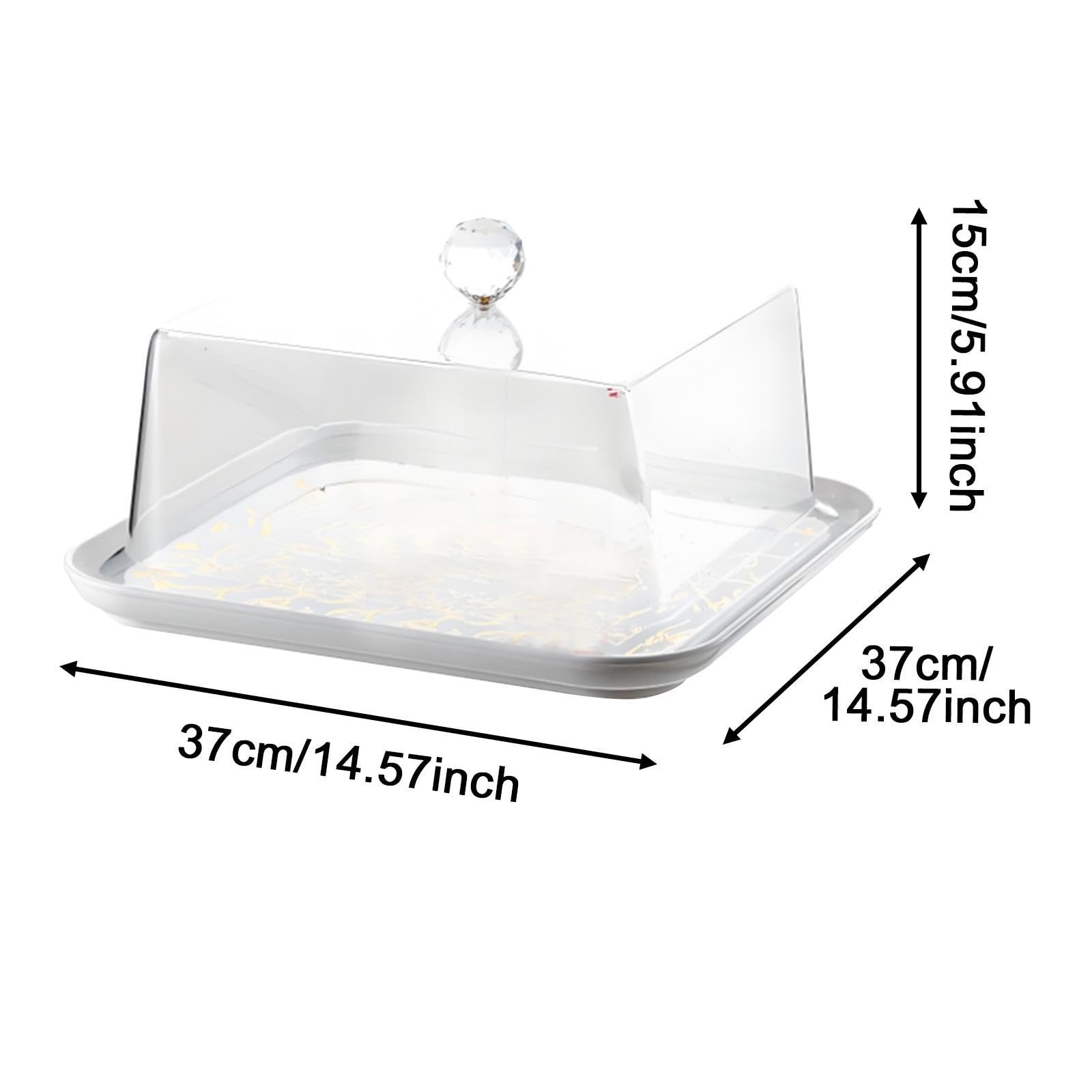 Cúpula acrílica cuadrada dorada para tartas, cubierta transparente aislada para alimentos y postres para fiestas, cocina y comedor, ideal para pasteles y golosinas festivas
