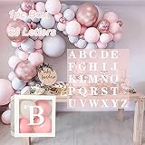 1Pcs Boîte à Ballons pour décorations de Douche de bébé - DIY Boîtes transparentes blanches avec 26 lettres, y Compris des Lettres de bébé pour Fille garçon pour fête d'anniversaire