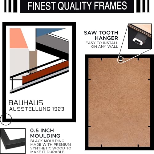 Image of BLINKART Vintage Bauhaus Retro Geometric Aesthetic Poster Gallery | Colorful Wrap Framed For Home Office Studio Living Room Modern Art Studio Decoration Abstract Shapes | (d70) | 13x10 Inch