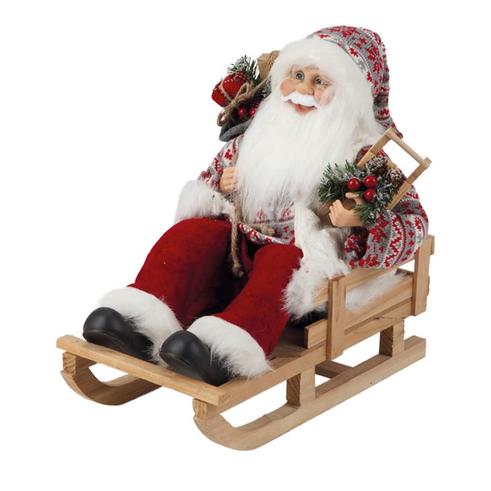 Statuina Babbo Natale in slitta 35cm. Idea Regalo Natale Addobbi Natalizi Ornamenti Casa Ufficio Soggiorno Albero Presepe Christmas 2022 Buone Feste Buon Natale Festivià Ghirlande Luci