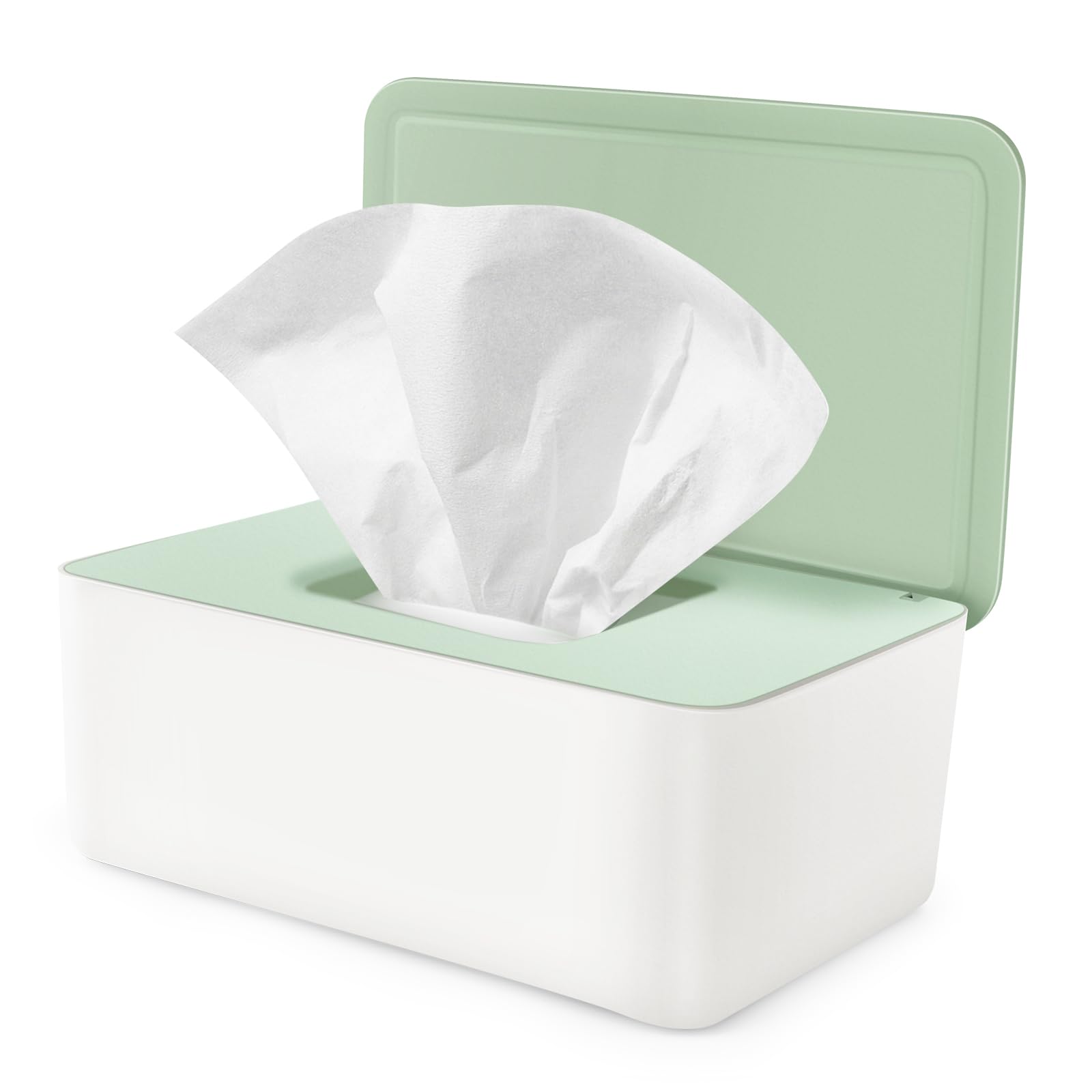 Vonsera Box für Feuchttücher, Feuchttücher Box mit Deckel, Nachfüllbare Feuchtes Toilettenpapier Box für Baby, Feuchttuchspender Baby für Zuhause und Büro (Grün)