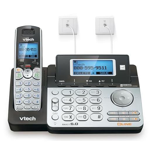 VTech DS6151 2-Line Cordless Phone System for Home or Small Business with Digital Answering System & Mailbox on each line, Black/silver