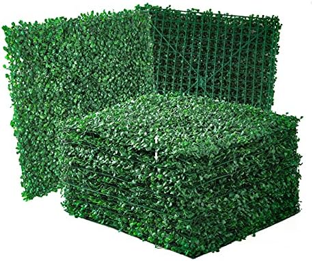 Artificial Boxwood Panels,12Pcs 20" x 20" Grass Wall Panels, Artificial Boxwood Hedges Panels, UV Protection Privacy Hedge Screen, for Gardens, Fences, backyards Privacy Screen and Indoor Wall Decor
