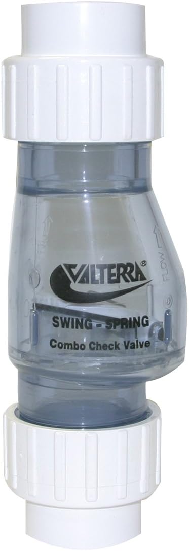 Valterra 200-CU15 PVC Swing/Spring Combination Check Valve, Clear, 1-1/2" Union