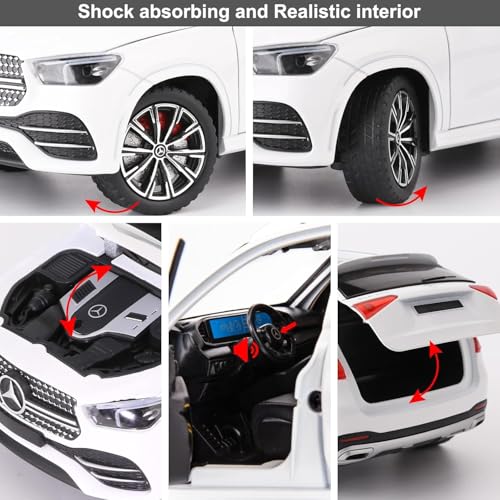 Image of 1:24 Scale Alloy Die-cast Benz GLE 350 Toy Car with Sound and Light, Pull Back Action, Openable Doors, Collectible Model Car for Kids and Gift (White)