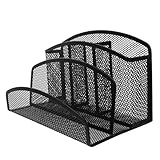 STOBOK Iron Mesh File Organizer Pen Compartment Multi-Functional Desktop Storage Rack for Office Supplies and Documents No Assembly Required for Home and Workspaces