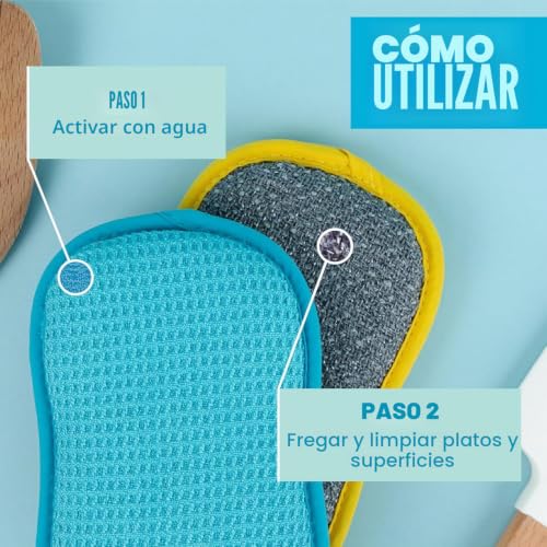 Esponja de microfibra para cocina lavable, almohadillas reutilizables para platos E-Cloth 3