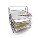 HAODE FASHION 4 Tiers Steel Mesh Document Tray, File Basket, Office Desk Organizer, Letter Tray Organizer, Desktop Document Paper File Organizer, Silver