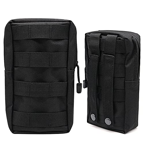 Fundas Tácticas de 2 Piezas, Riñonera Pequeña Funda Molle Táctica Impermeable Bolsa de Cintura Multifuncional Soporte de Accesorios para Senderismo al Aire Libre Caza Camping Entrenamiento