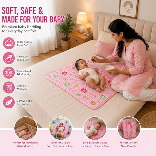 Image of Mommers New Born Baby Waterproof Plastic Dry Sheets | Mattress Protector Sheets Medium Size | Diaper Changing Mat for Infants & Toddlers | Waterproof & Reusable Mattress Protector | Baby Oiling Mat