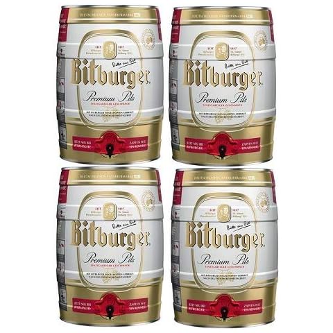 4 Partydosen Bitburger Pils a 5,0 Liter Bier Cover