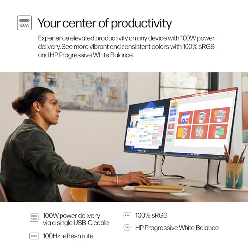 Image of HP Series 5 Pro 527pu 27 inch QHD USB-C Docking Monitor | 4-Way adjustability Tilt /Swivel /Pivot /Height, VESA Mount, Displayport, Black /Silver, W /DKZ Hub