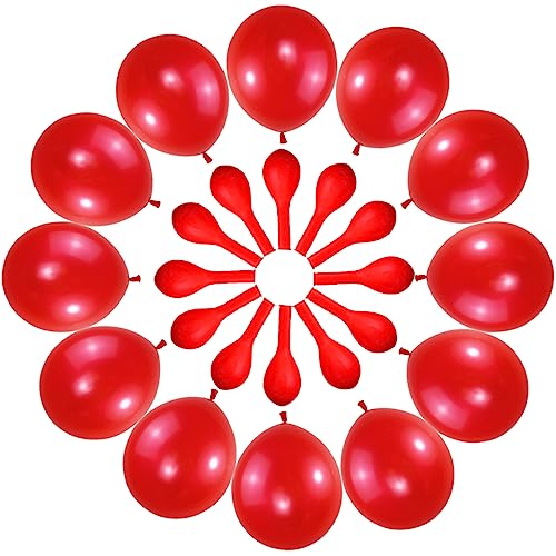 Image of 120 Pack Pearl Red Balloons, Bright 12 inch Royal Red Latex Party Balloons for Birthday Wedding Baby Shower Halloween.