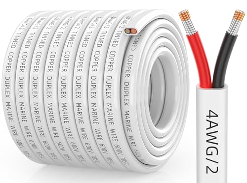 CONEPY 4 Gauge Marine Wire, 4 Gauge Wire Duplex Marine Grade Cable, 50FT