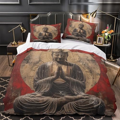 Housse de couette Bouddha 3D 260x220 cm avec taies d'oreiller - 2