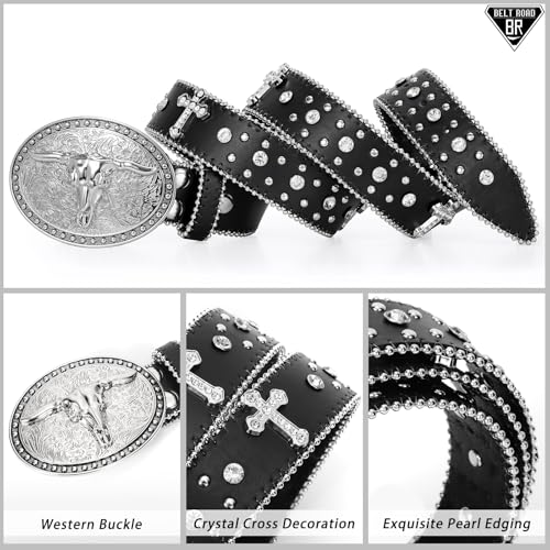 Cowboy Cowgirl Belts for Women Men Western Belts Punk Goth Belt PU Leather Belt With Western Buckle2