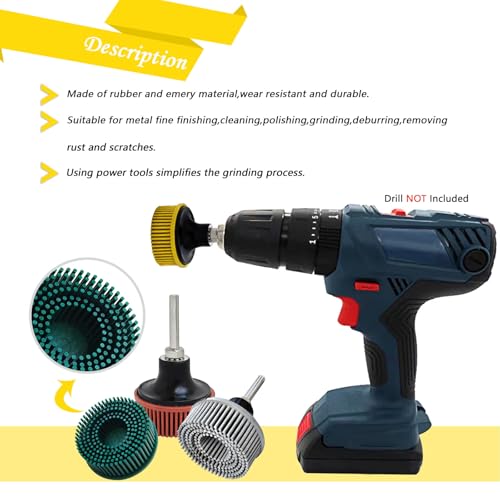 Image of Tools 2 Inch Bristle Disc Grit 50#(Green) with 2 inch Shank Attachment Abrasive Coating Removal Disc for Metal