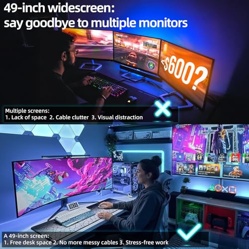 Image of 49 Inch Curved Ultrawide Gaming Monitor, 5K Computer Monitor(5210x1440P), 165Hz, 1500R HDR10, 32:9, AMD FreeSync, 125% sRGB, HDMI /DP VESA100*100mm