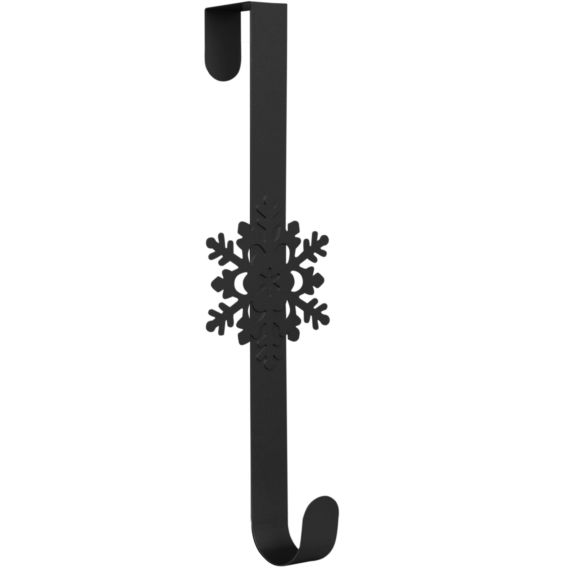 Trixes Black Christmas Snowflake Wreath Hanger - Front Door Hook For Xmas And Winter Decoration - Christmas Wreath For Home, Office, Or Xmas Party Front Door - Christmas Outdoor Decoration