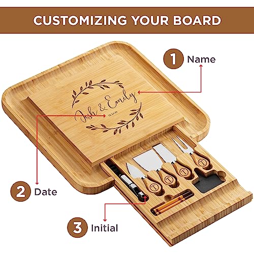 Personalized Charcuterie Board Gift Set - Custom Engraved Charcuterie Boards, Bamboo Cheese Board & Meat Platter - Wedding Gifts, Housewarming Gift for New Home, Anniversary, Birthday, Christmas Gifts - Image 3