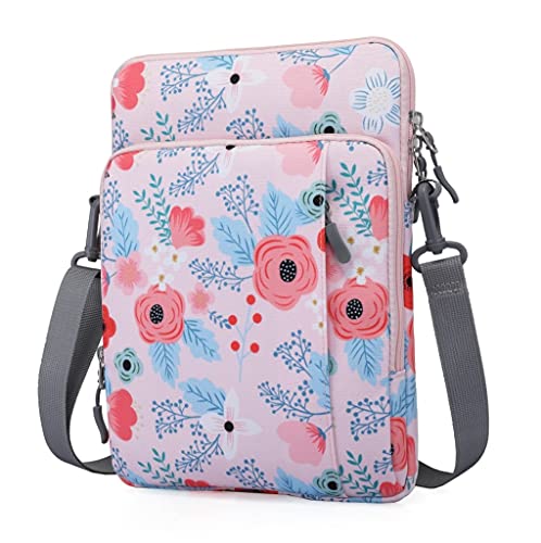 Image of SWOOK 9-11 Inch Tablet Sleeve Case for 2020 iPad Air 4 10.9, iPad Pro 11 2018-2021, iPad 10.2, Galaxy Tab A7 10.4, S6 Lite 2020, Surface Go 2 /1, Fit Apple Smart Keyboard (Red Flower, 9-11 inch)