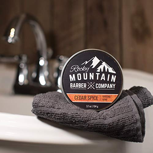 Shaving Soap - Traditional 100% Natural Cedar Spice Shave Soap - Long Lasting 3.7 oz for Rich & Thick Lather Shaving Cream - For All Skin Types - Made with Shea Butter & Cinnamon Leaf Oil