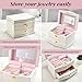 Jozen Gift Ballerina Musical Jewelry Box with Mirror for girls，Kid's Jewelry Storage Music Chest (White-L)